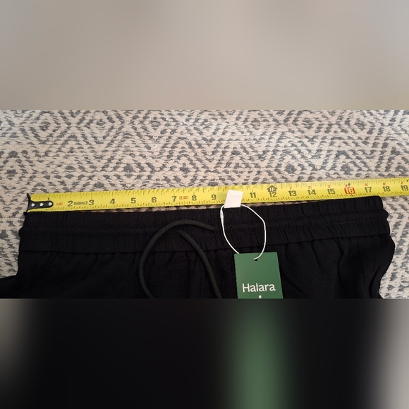 NWT Halara High Waisted Wide Leg Linen Feel Drawstring Pants Black XL Petite - Picture 9 of 14